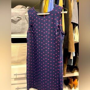 Adrienne Vittadini blue and pink polka dot dress, size S.